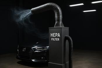 HEPA extractor column drawing air from the bay