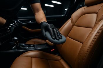 Leather conditioning with micro-fiber pad for smooth finish