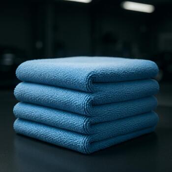Stack of clean microfibers staged for paint-safe contact