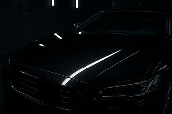 Black hood showing crisp light streak