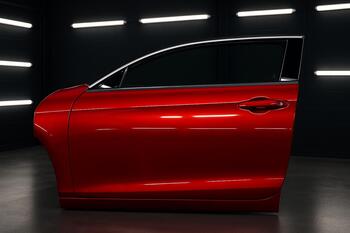 Red door panel with even gloss and depth