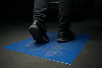Sticky mat at bay entry capturing dust from shoes