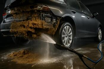 Undercarriage rinse to remove mud accumulation