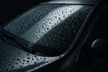 Beading on treated glass for clearer rain driving